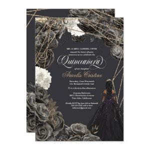 Quinceañera  - Black & Gold Roses, Gown