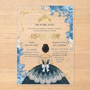 Quinceanera  Emerald Blue Dress Acrylic