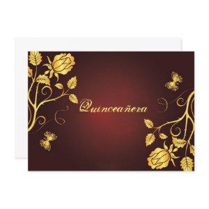 Quinceanera  Gold Foil on Burgundy