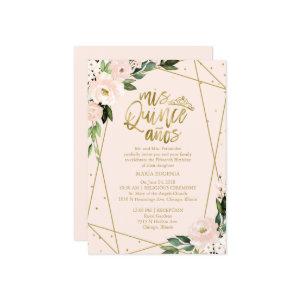 Quinceanera  Gold Foil Pink Blush Floral
