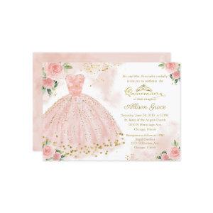 Quinceanera  Gold Foil Pink Blush Gown