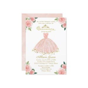 Quinceanera  Gold Foil Pink Blush Gown