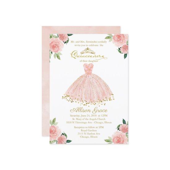 Quinceanera  Gold Foil Pink Blush Gown
