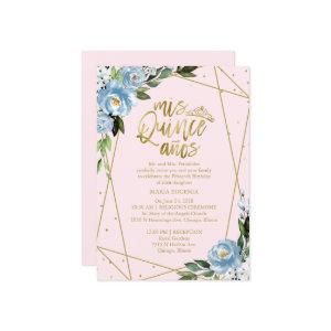 Quinceanera  Gold Pink Floral