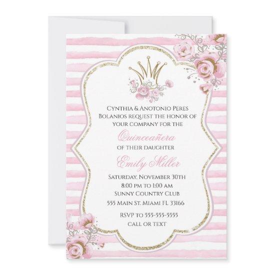 Quinceañera  princess floral pink gold