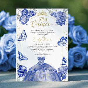 Quinceanera  Royal Blue Dress Floral