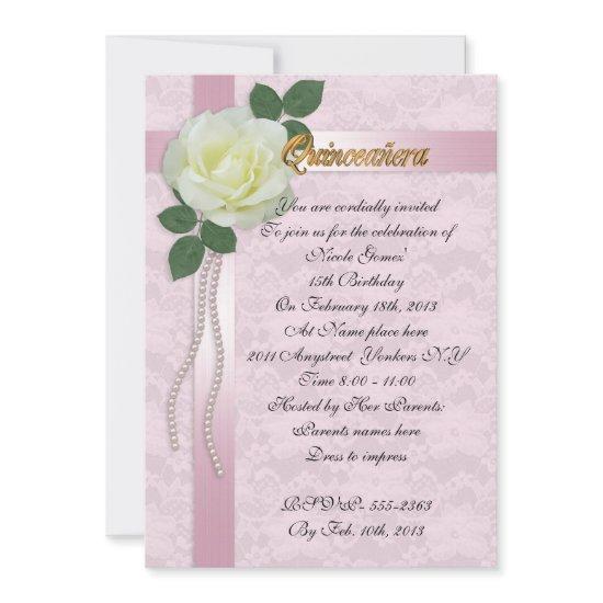 Quinceanera  satin lace and white rose
