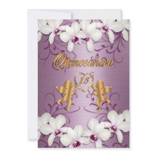 Quinceanera  satin white orchids