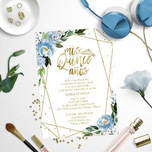Quinceanera  Spanish Blue Gold Foil