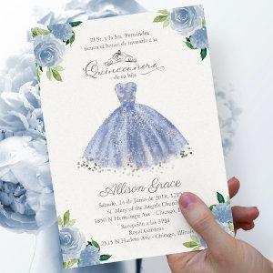 Quinceanera  Spanish Blue Gown Floral