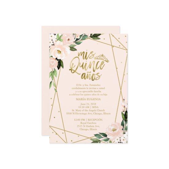Quinceanera  Spanish Blush Gold Foil