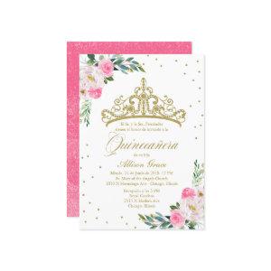 Quinceanera  Spanish Gold Tiara Hot Pink
