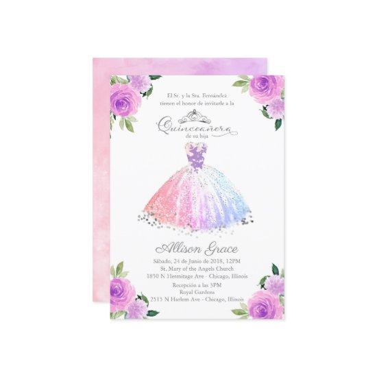 Quinceanera  Spanish Pastel Colors Gown