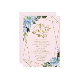 Quinceanera  Spanish Pink Blue Gold Foil