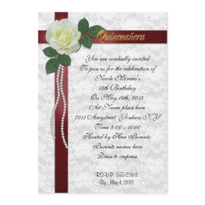 Quinceanera  White rose and red ribbon