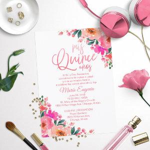 Quinceanera  Spanish Hot Pink Floral