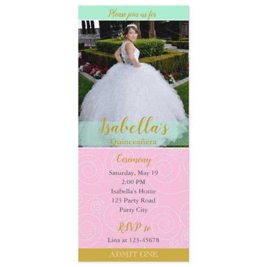 Quinceanera  (Ticket Style with Photo)