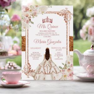 Quinceanera Ivory Cooper Floral Birthday Crown
