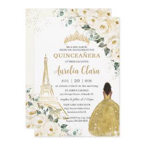 Quinceañera Ivory Floral Paris Gold Brown Princess
