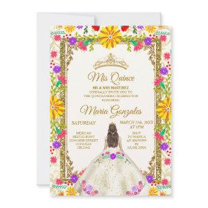 Quinceanera Ivory White Colorful Flowers Birthday