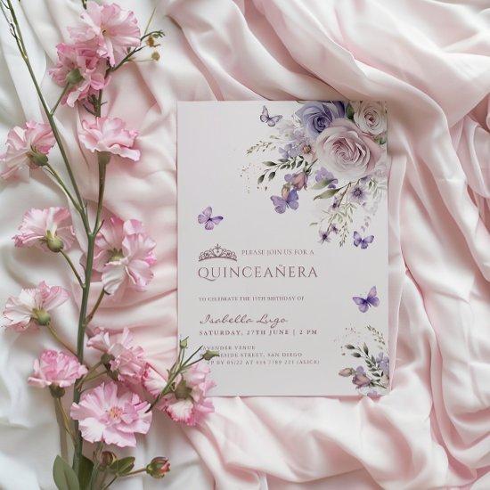 Quinceañera Lavender Dusty Purple Butterfly