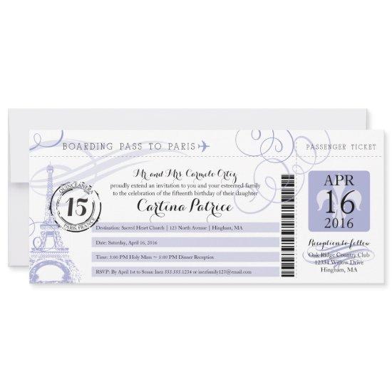 Quinceanera Lavender | Paris Boarding Pass