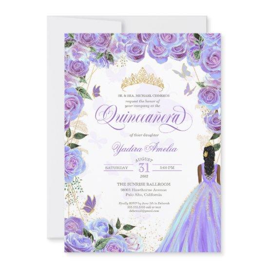 Quinceanera Lavender Purple Elegant Butterfly  Inv