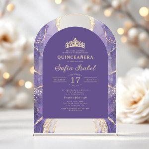 Quinceañera Lavender Purple Gold Agate Elegant Acrylic