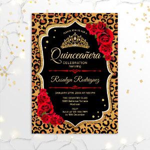 Quinceanera - Leopard Print Gold Red