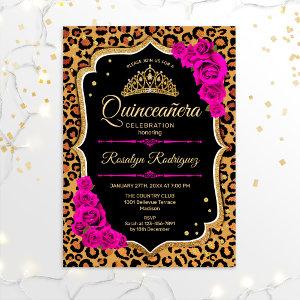 Quinceanera - Leopard Print Gold Red Pink