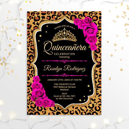 Quinceanera - Leopard Print Gold Red Pink
