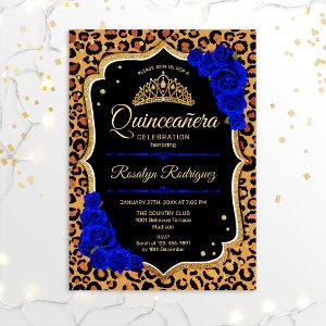 Quinceanera - Leopard Print Gold Royal Blue