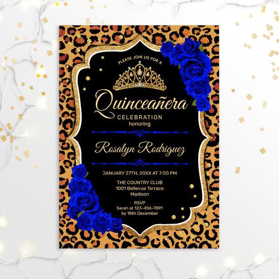 Quinceanera - Leopard Print Gold Royal Blue