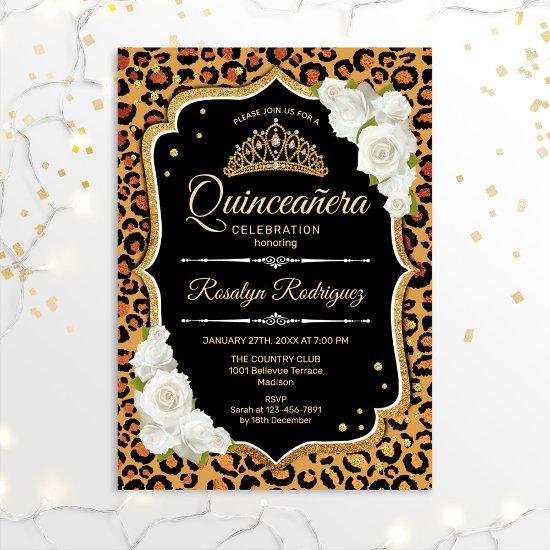 Quinceanera - Leopard Print Gold White