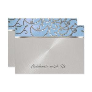 Quinceanera Light Blue and Silver Filigree Swirls
