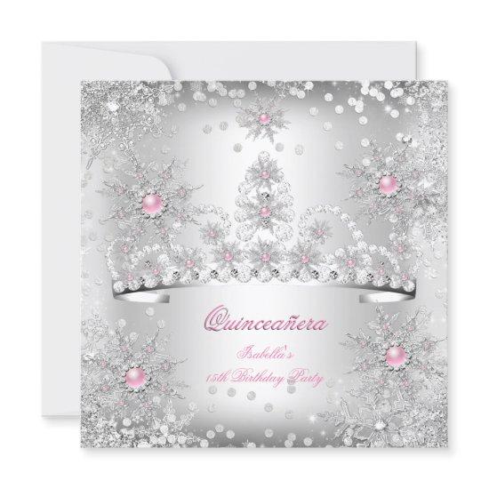 Quinceanera Light Pink Silver Winter Wonderland