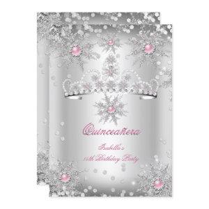 Quinceanera Light Pink Silver Winter Wonderland