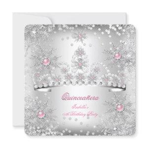 Quinceanera Light Pink Silver Winter Wonderland
