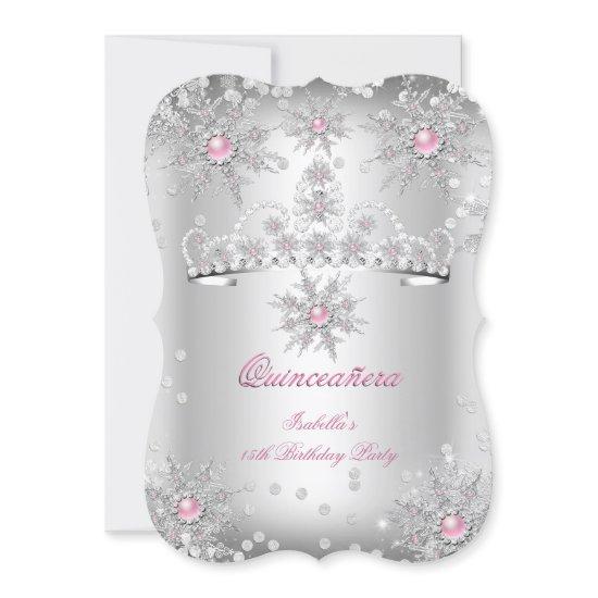Quinceanera Light Pink Silver Winter Wonderland
