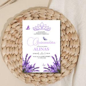 Quinceañera Lilac Floral crown Tiara & butterfly