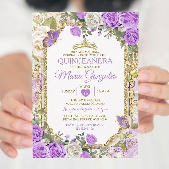 Quinceañera Lilac & Gold Crown Mexican Butterfly