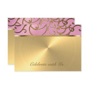 Quinceanera Lilac Pink and Gold Filigree Swirls