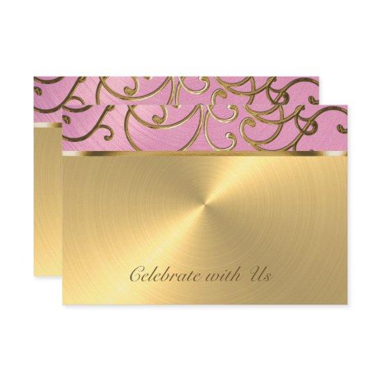Quinceanera Lilac Pink and Gold Filigree Swirls