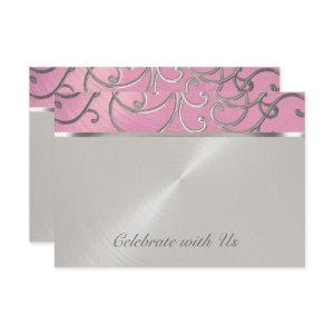 Quinceanera Lilac Pink and Silver Filigree Swirls