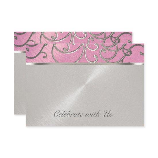 Quinceanera Lilac Pink and Silver Filigree Swirls