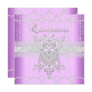 Quinceanera Lilac Pink Pearl Lace Diamond