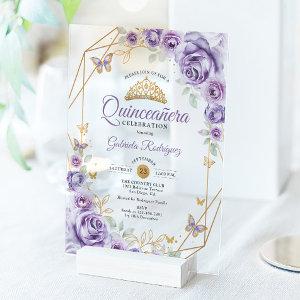Quinceanera Lilac Purple Floral Acrylic