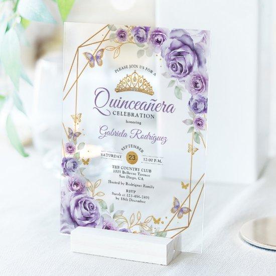 Quinceanera Lilac Purple Floral Acrylic