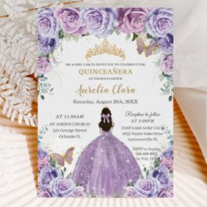 Quinceañera Lilac Purple Floral Gold Butterflies