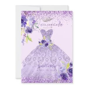 Quinceanera Lilac Purple Silver Glitter Gown Invit